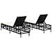Lettini Prendisole 2 pz con Tavolino Nero in Polyrattan - Foto miniatura 6