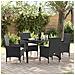 Set da Pranzo per Giardino con cuscino 5 pcs Nero Poly Rattan - Foto miniatura 2