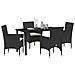 Set da Pranzo per Giardino con cuscino 5 pcs Nero Poly Rattan - Foto miniatura 3