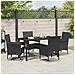 Set da Pranzo per Giardino con cuscino 5 pcs Nero Poly Rattan - Foto miniatura 4