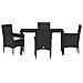 Set da Pranzo per Giardino con cuscino 5 pcs Nero Poly Rattan - Foto miniatura 7