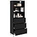 Credenza Rovere Nero 69,5 x 34 x 180 cm Legno multistrato - Foto miniatura 3