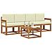 Set di divani da esterno con cuscino 5 pcs Naturale e Crema - Foto miniatura 3