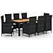 Set Mobili Da Giardino 9 Pz Con Cuscini In Polyrattan Nero - Foto miniatura 2
