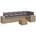 Set Divani Da Giardino 7 Pz Con Cuscini Beige In Polyrattan - Foto miniatura 2