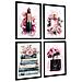 Set Di 4 Stampe Trucco Cosmetici Quadros Bellezza Fiori Borsa Profumo Rossetto Illustrazione Per Decorare Le Pareti Toilette Salone Cornice Nera A4 - Foto miniatura 1