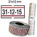 pack 10 rotoli 1000 etich. 21x12mm bianco perm. con righe rosse - Foto miniatura 1
