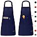 2 Confezioni Grembiule Da Cucina Impermeabile Regolabile Chef Grembiule Con Tasche Per La Casa Ristorante Artigianato Giardino Barbecue Scuola Coffee House Grembiule Per Donne Degli Uomini (navy-02)  - Foto miniatura 1