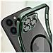Cover Magsafe Per Iphone 13 Pro Silicone Protezione Camera Bordo Cromato Verde - Foto miniatura 3