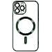 Cover Magsafe Per Iphone 13 Pro Silicone Protezione Camera Bordo Cromato Verde - Foto miniatura 1