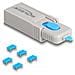 20925 Clip Sicura Bloccaporte + Chiave Micro-usb Blu, Grigio Plastica 5 Pz - Foto miniatura 1