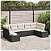 Set di divani da giardino di 7 pezzi con cuscini in polyrattan nero - Foto miniatura 2