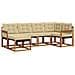 Set di divani da esterno con cuscino 6 pcs Naturale e Beige - Foto miniatura 1