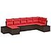 Set Divano da Giardino 7 pz Marrone e Rosso polyrattan - Foto miniatura 1