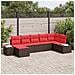 Set Divano da Giardino 7 pz Marrone e Rosso polyrattan - Foto miniatura 3