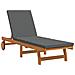 Lettino prendisole con ruote e cuscino grigio scuro in legno massello - Foto miniatura 1