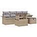 Set Divano da Giardino con cuscino 6 pcs Beige Poly Rattan - Foto miniatura 1