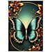Stampa Su Tela Laccata Butterfly Modello A Farfalla Turchese Con Cornice Oro - Foto miniatura 3