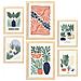 Set Di 6 Stampe Stampe Minimaliste Della Collezione Estiva Pastello Di Paesaggi E Natura Per A3 & A4 Telaio In Legno Chiaro - Foto miniatura 1