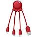 Cavo 4-in-1 Usb-a / Micro-usb / Usb-c / Lightning Design Octopus, Rosso - Foto miniatura 1
