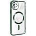 Cover Magsafe Per Iphone 12 Silicone Protezione Fotocamera Bordo Cromato Verde - Foto miniatura 2