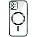 Cover Magsafe Per Iphone 12 Silicone Protezione Fotocamera Bordo Cromato Verde - Foto miniatura 1