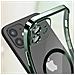 Cover Magsafe Per Iphone 12 Silicone Protezione Fotocamera Bordo Cromato Verde - Foto miniatura 3