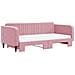Divano Letto Estraibile Con Materassi Rosa 100x200 Cm Velluto - Foto miniatura 4