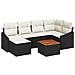 Set di Divani da Giardino di 7 Pezzi con Cuscini Nero Polirattan Acacia - Foto miniatura 1