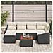Set di Divani da Giardino di 7 Pezzi con Cuscini Nero Polirattan Acacia - Foto miniatura 3