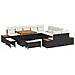 Set Divano da Giardino con 13 Pezzi, Cuscini Nero, Poly Rattan, Acacia,  Set da Pranzo da Giardino con 3 Pezzi, Cuscini Nero, Poly Rattan, Acacia - Foto miniatura 1