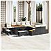 Set Divano da Giardino con 13 Pezzi, Cuscini Nero, Poly Rattan, Acacia,  Set da Pranzo da Giardino con 3 Pezzi, Cuscini Nero, Poly Rattan, Acacia - Foto miniatura 2
