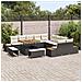 Set Divano da Giardino con 13 Pezzi, Cuscini Nero, Poly Rattan, Acacia,  Set da Pranzo da Giardino con 3 Pezzi, Cuscini Nero, Poly Rattan, Acacia - Foto miniatura 3