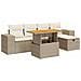 Set Divano da Giardino 6 pz con Cuscini Beige Polyrattan Acacia - Foto miniatura 1