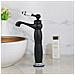 Rubinetto per lavabo da bagno, Blackswan, tipo M246, modello nero opaco con motivo in ceramica bianca, misura 31 cm - Foto miniatura 2