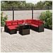 Set Divani da Giardino 9 pz con Cuscini Marrone in Polyrattan - Foto miniatura 2