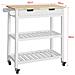 Carrello Cucina Consolle Bianca, Piano In Legno Di Hevea, l85*p39*a90cm Fkw68-wn - Foto miniatura 2