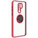 Cover Xiaomi Redmi 9 Bimateriale Anello In Metallo Funzione Supporto Rosso - Foto miniatura 2
