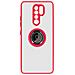Cover Xiaomi Redmi 9 Bimateriale Anello In Metallo Funzione Supporto Rosso - Foto miniatura 1