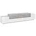 Mobile Porta Tv Nico, Credenza Bassa Da Soggiorno, Base Porta Tv, 100% Made In Italy, Cm 240x45h52, Bianco Lucido E Cemento - Foto miniatura 2