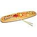 Tagliere Ovale 52x14cm In Legno Di Faggio Con Bordo Per Sushi Salumi Formaggi - Foto miniatura 2