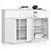 Cassettiera K140, 3 ante e 3 cassetti, 138x40x99 cm, Colore Bianco - Foto miniatura 2