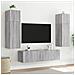 Mobili Tv A Parete Con Luci Led 2pz Grigio Sonoma 60x35x41 Cm - Foto miniatura 5