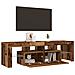 Mobile Porta TV con LED Legno Antico 140x36,5x40 cm Multistrato - Foto miniatura 5