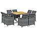 Set Pranzo da Giardino 9 pz con Cuscini in Polyrattan Grigio - Foto miniatura 3
