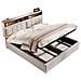 Letto Matrimoniale In Lino Beige Con Testiera Regolabile E Presa Usb Integrata - Foto miniatura 1