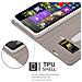 Custodia Compatibile Con Nokia Lumia 540 In Grigio Chiaro Marrone - Coperchio Protettiva Con Chiusura Magnetica, Funzione Stand E Tasca Per Le Carte - Foto miniatura 5