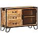 Credenza 100x31x60 Cm In Legno Massello Di Mango Grezzo - Foto miniatura 12
