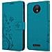 Custodia Compatibile Con Motorola Moto C Plus In Blu Fiore - Coperchio Protettivo In Design Floreale Con Chiusura Magnetica, Funzione Stand E Slot Per Carte - Foto miniatura 8