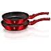 Burgundy Set Di Padelle Induzione 22 - 26 Cm In Alluminio Antiaderente Marmo Senza Pfoa Rosso - Foto miniatura 2